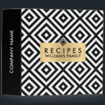 Black & White Modern Geometric Gold Accent 3 Ring Binder<br><div class="desc">Elegant Elegant modern black on white geometric seamless pattern with gold accent.
Any color combination can be requested.
Free text formatting is available with live telephone help by email request.</div>