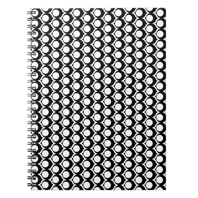 Black White Modern Geometric Orbit Notebook (Front)