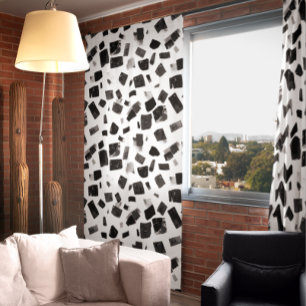 Black White modern Geometric Trendy Blackout Curtains