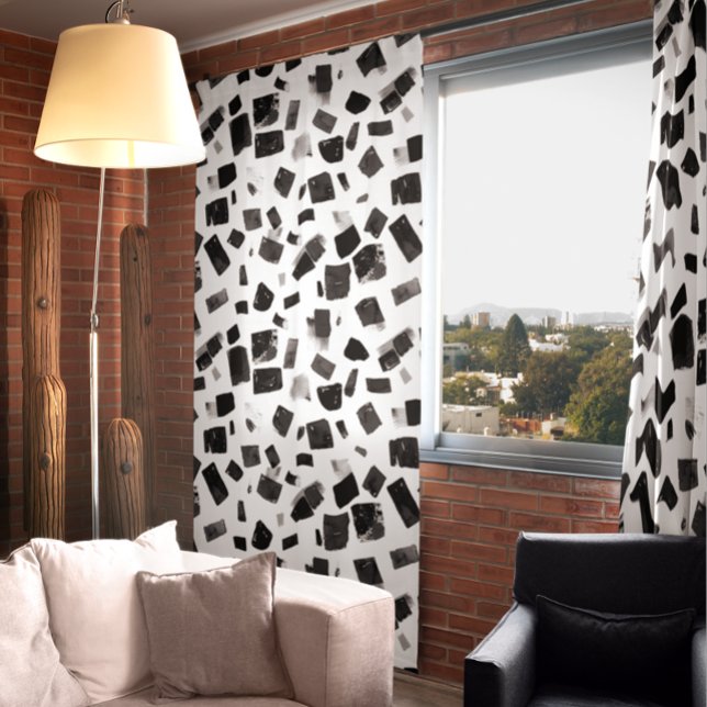 Black White modern Geometric Trendy Blackout Curtains (Creator Uploaded)