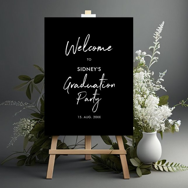 Black & White Modern Graduation Party Welcome Sign (Creator Uploaded)