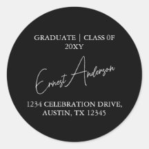 Black White Modern Graduation Return Address Seal