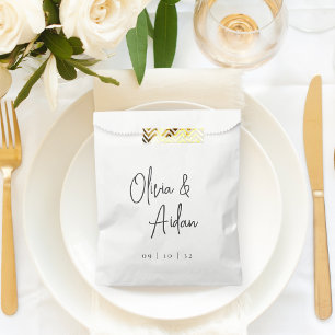 Black & White Modern Handwritten Script Wedding Favor Bag