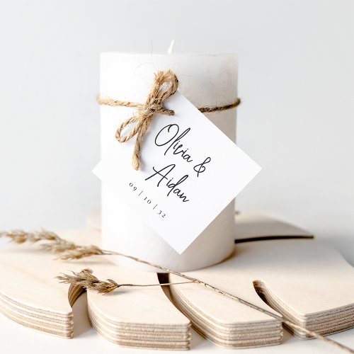 Black  White Modern Handwritten Script Wedding Favor Tags