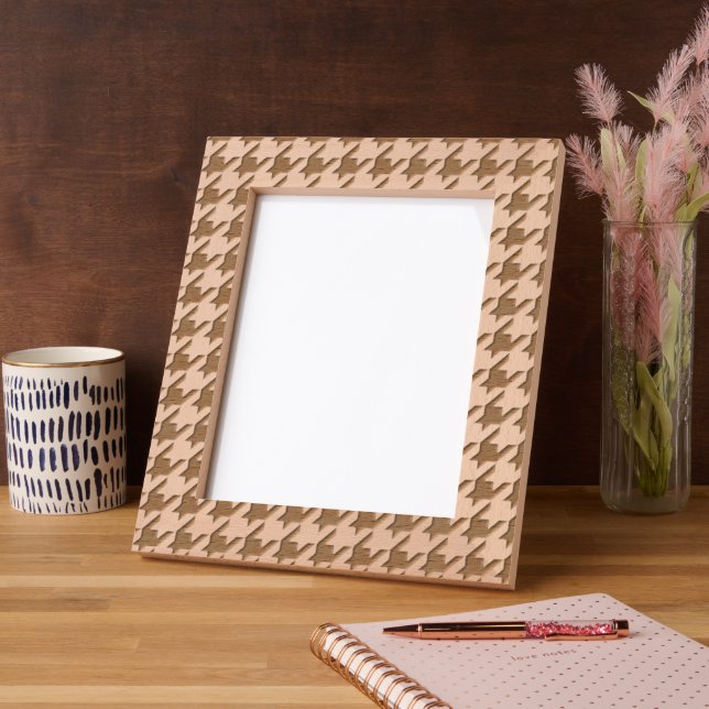 Black White Modern Houndstooth Pattern Engraved Frames (Left)