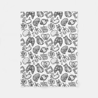 Black & White Modern Human Anatomy Sketch Pattern Fleece Blanket