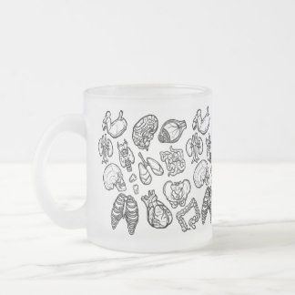 Black & White Modern Human Anatomy Sketch Pattern Frosted Glass Coffee Mug