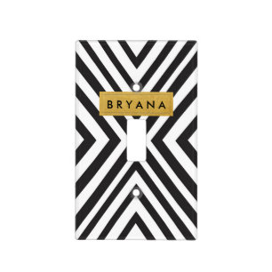 Black & White Modern Lines Light Switch Cover