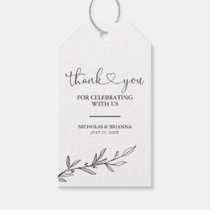 Black White Modern Minimal Boho Wedding Thank You Gift Tags