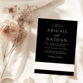 Black & White Modern Minimal Wedding  Invitation