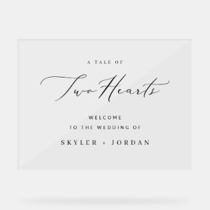 Black White Modern Minimal Wedding Welcome Acrylic Sign