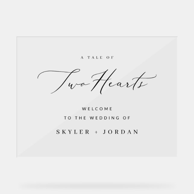 Black White Modern Minimal Wedding Welcome Acrylic Sign (Front)