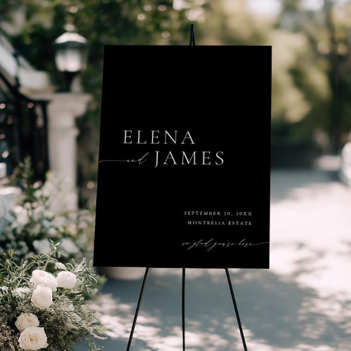 Black & White Modern Minimal Wedding Welcome Sign