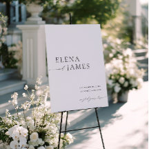 Black & White Modern Minimal Wedding Welcome Sign