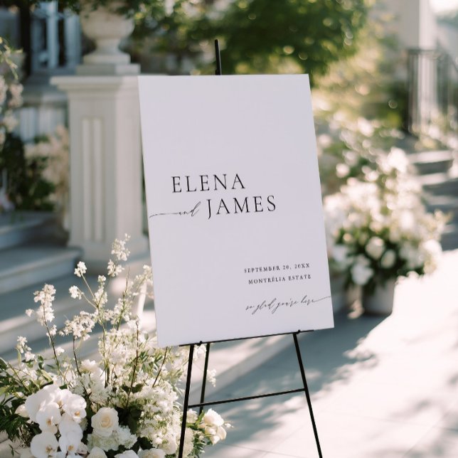 Black & White Modern Minimal Wedding Welcome Sign (Black & White Modern Minimal Wedding Welcome Sign)