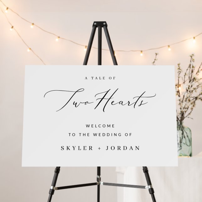 Black White Modern Minimal Wedding Welcome Sign (In Situ (Stand))