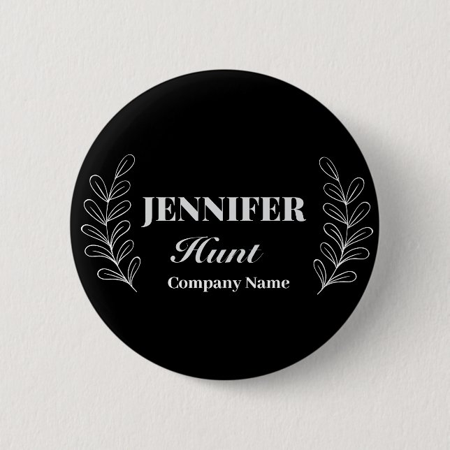 Black&white modern minimalist Company  Button (Front)