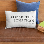 Black White Modern Minimalist Couples Names Lumbar Pillow<br><div class="desc">Black White Modern Minimalist Couples Names WeddingPillow. Customize this modern minimalist,  elegant pillow with names and date. Perfect for newlyweds or décor for your wedding/reception.</div>