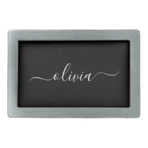 Black White Modern Minimalist Elegant Monogram Belt Buckle