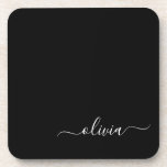 Black White Modern Minimalist Elegant Monogram Beverage Coaster<br><div class="desc">Introducing our Black and White Minimalist Modern Monogram Collection: Embrace simplicity and sophistication with our minimalist designs, curated to elevate your style effortlessly. Crafted with a keen eye for modern aesthetics, this collection features sleek black and white designs accentuated by personalized monograms. From chic stationery to versatile accessories, our collection...</div>