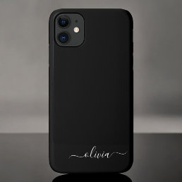 Black White Modern Minimalist Elegant Monogram iPhone 11 Case