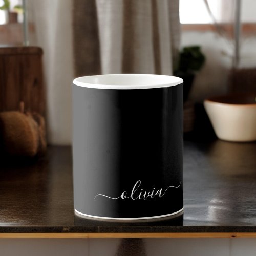 Black White Modern Minimalist Elegant Monogram Coffee Mug