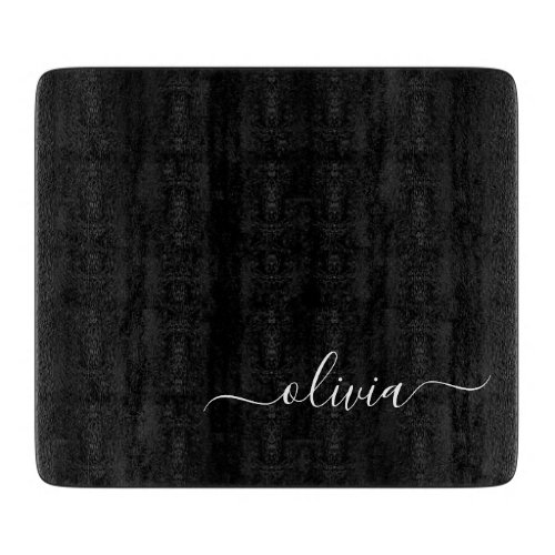 Black White Modern Minimalist Elegant Monogram Cutting Board