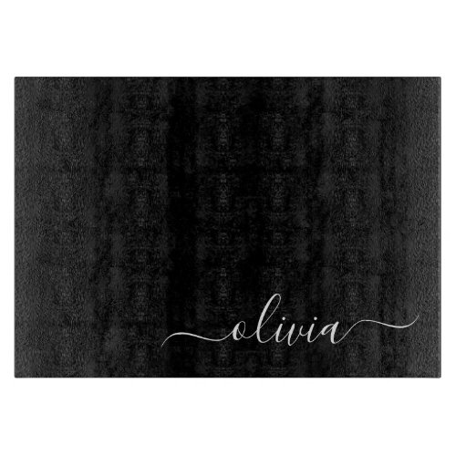 Black White Modern Minimalist Elegant Monogram Cutting Board