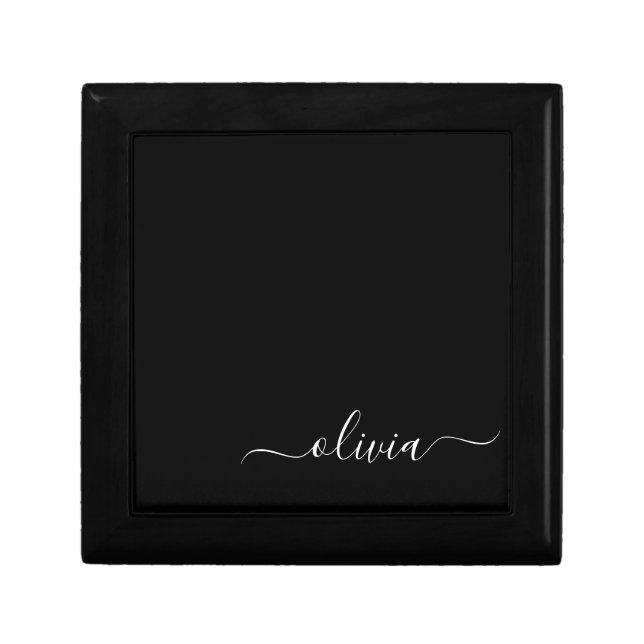 Black White Modern Minimalist Elegant Monogram Gift Box (Front)