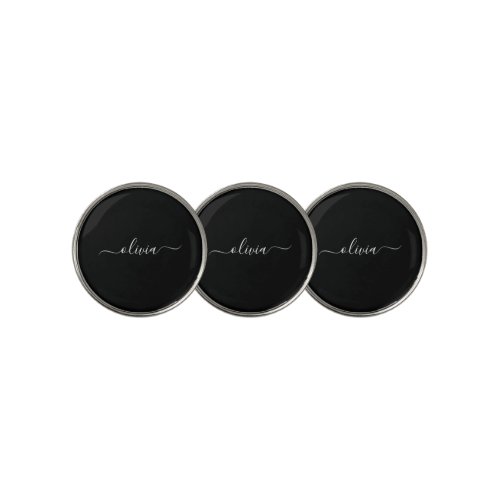 Black White Modern Minimalist Elegant Monogram Golf Ball Marker