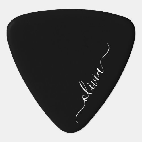 Black White Modern Minimalist Elegant Monogram Guitar Pick