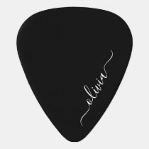 Black White Modern Minimalist Elegant Monogram Guitar Pick
