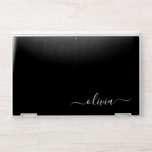 Black White Modern Minimalist Elegant Monogram HP Laptop Skin