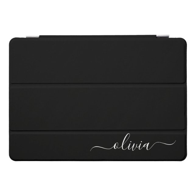 Black White Modern Minimalist Elegant Monogram iPad Pro Cover (Horizontal)