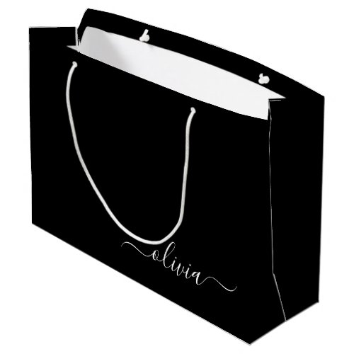 Black White Modern Minimalist Elegant Monogram Large Gift Bag