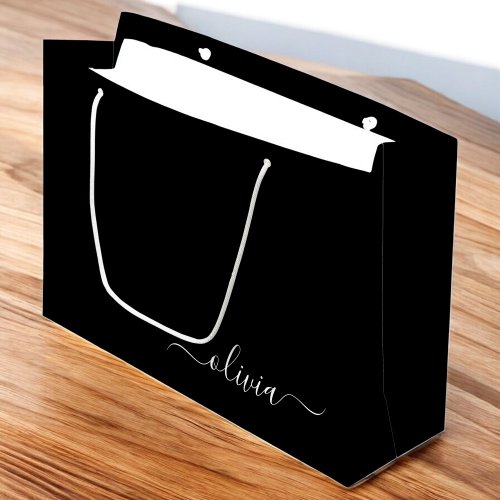 Black White Modern Minimalist Elegant Monogram Large Gift Bag