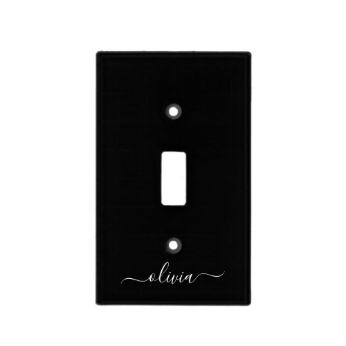 Black White Modern Minimalist Elegant Monogram Light Switch Cover