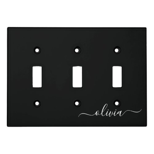 Black White Modern Minimalist Elegant Monogram Light Switch Cover
