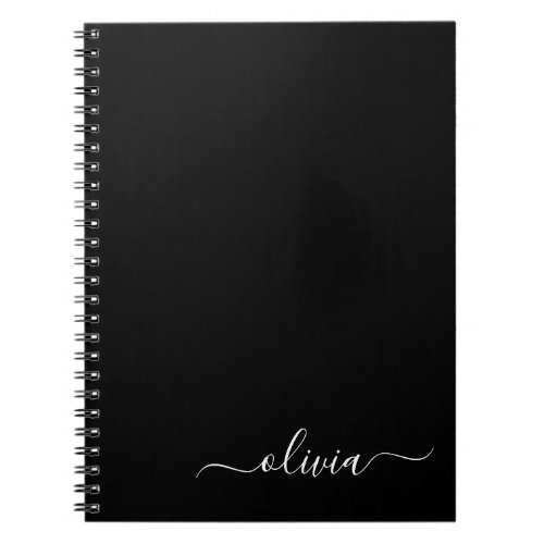 Black White Modern Minimalist Elegant Monogram Notebook