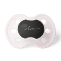 Black White Modern Minimalist Elegant Monogram Pacifier