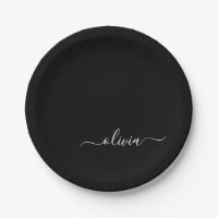 Black White Modern Minimalist Elegant Monogram