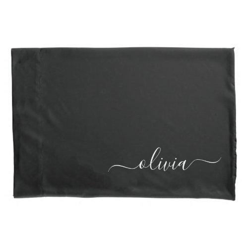 Black White Modern Minimalist Elegant Monogram Pillow Case