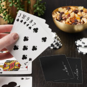 Black White Modern Minimalist Elegant Monogram Playing Cards (In Situ)