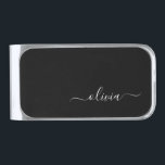 Black White Modern Minimalist Elegant Monogram Silver Finish Money Clip<br><div class="desc">Introducing our Black and White Minimalist Modern Monogram Collection: Embrace simplicity and sophistication with our minimalist designs, curated to elevate your style effortlessly. Crafted with a keen eye for modern aesthetics, this collection features sleek black and white designs accentuated by personalized monograms. From chic stationery to versatile accessories, our collection...</div>