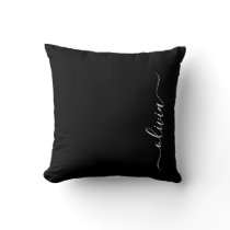 Black White Modern Minimalist Elegant Monogram Throw Pillow