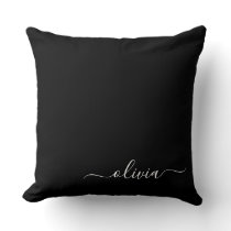 Black White Modern Minimalist Elegant Monogram Throw Pillow