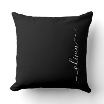 Black White Modern Minimalist Elegant Monogram Throw Pillow