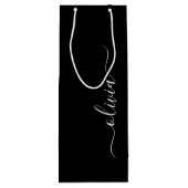 Black White Modern Minimalist Elegant Monogram Wine Gift Bag (Back)