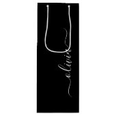 Black White Modern Minimalist Elegant Monogram Wine Gift Bag (Front)