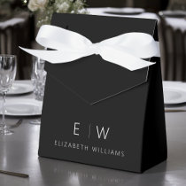 Black White Modern Minimalist Monogram Name Favor Boxes